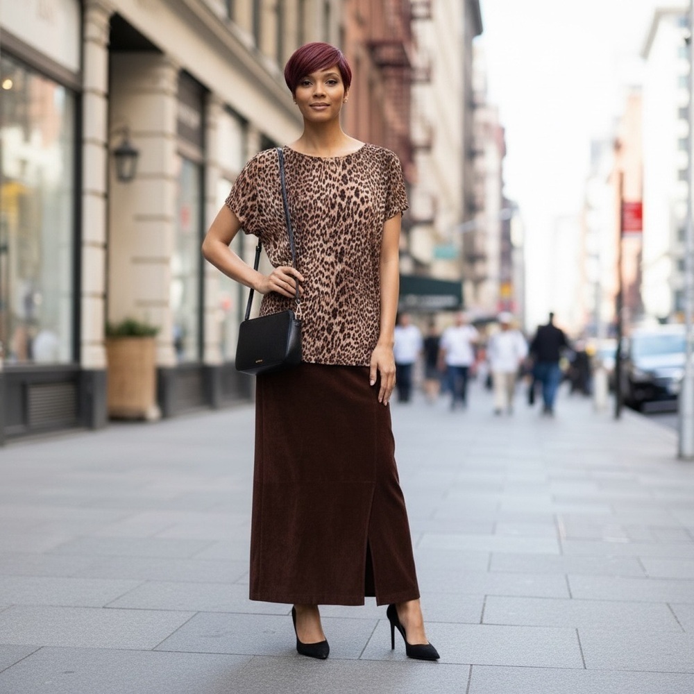 Leopard Print Top With Tiny Gold Flacks, Body con Top Only.☑️